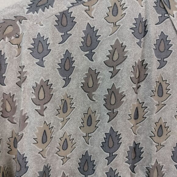 Reunion Shirt Mens XL Tan Long Sleeve Button Up Rayon All Over Print AOP Y2K VTG - Picture 4 of 12